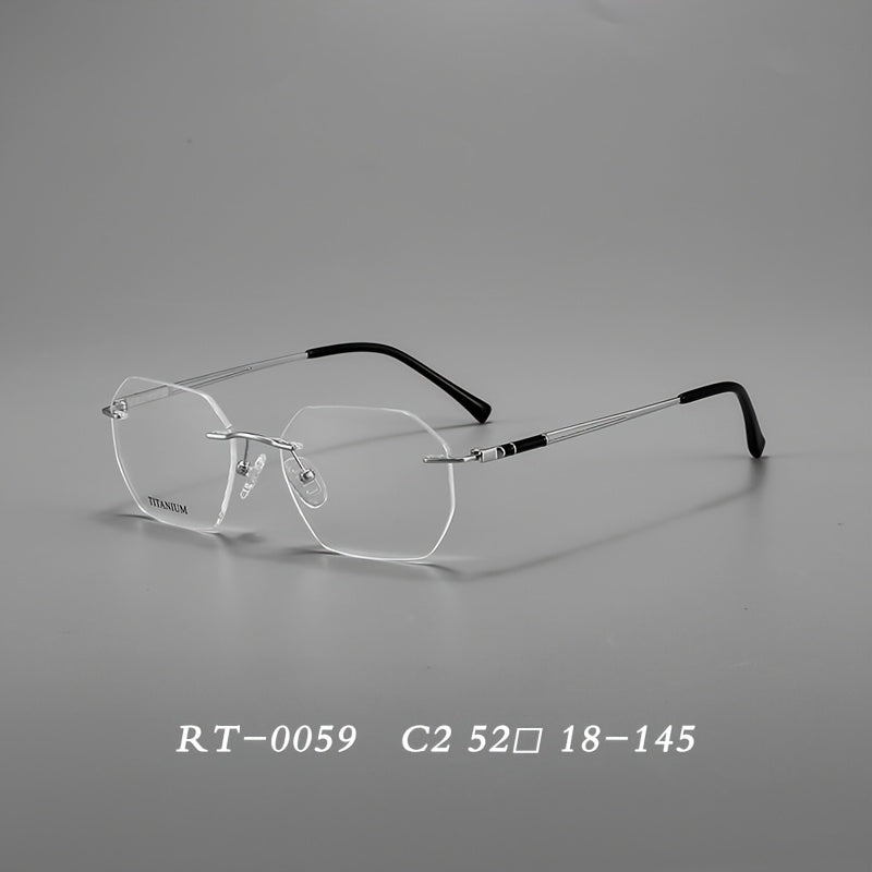 Model YJ0059 Features Frameless Glasses Made of Pure Titanium, Suitable for Both Men And Women. These Elegant, High-End Eyewear Pieces Are Designed for a Business Style And Cater to Those with Larger Faces. This Is The New Edition for 2026