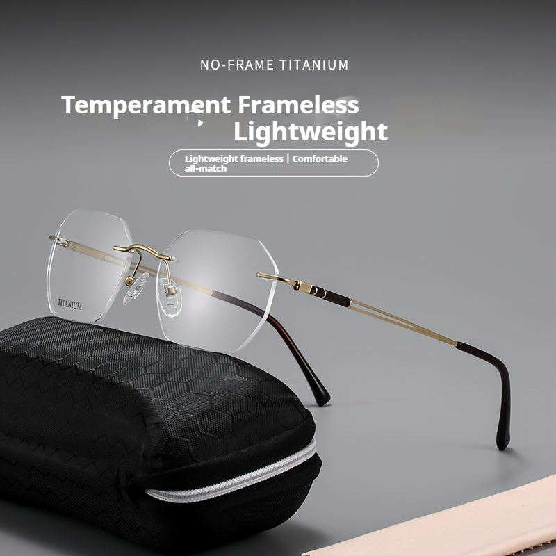 Model YJ0059 Features Frameless Glasses Made of Pure Titanium, Suitable for Both Men And Women. These Elegant, High-End Eyewear Pieces Are Designed for a Business Style And Cater to Those with Larger Faces. This Is The New Edition for 2026