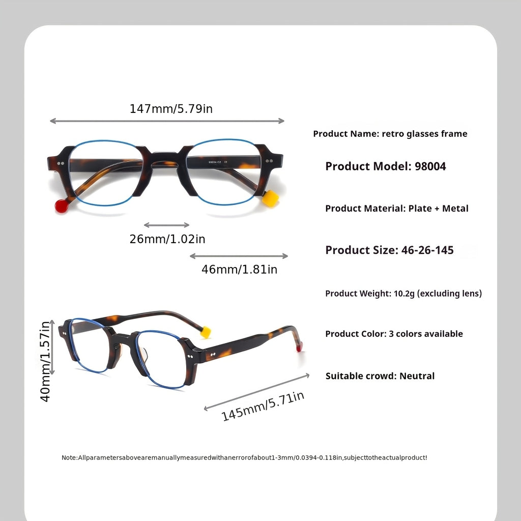 Retro Plate Glasses Frame, the Same Fashion and Versatile Style for Men and Women