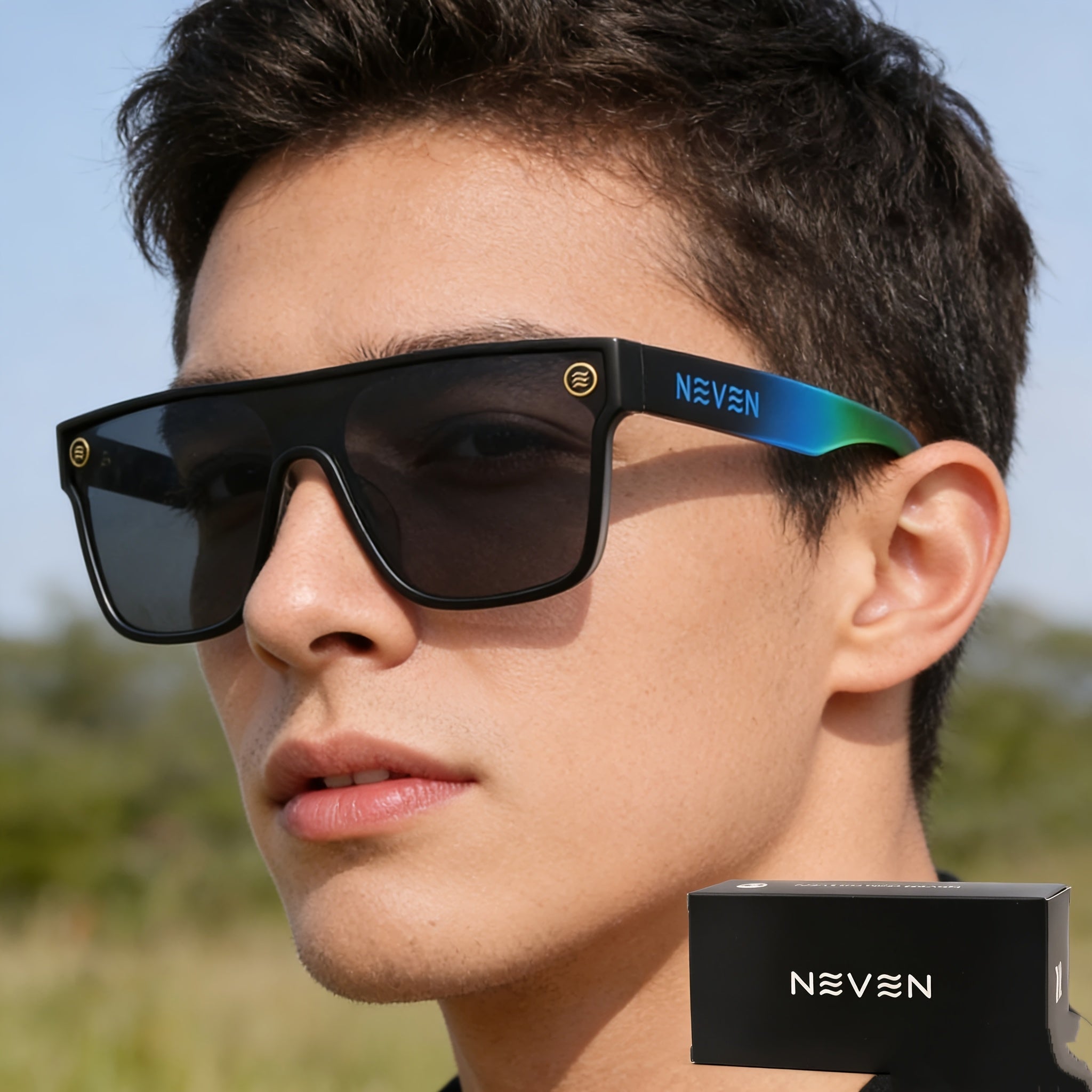 7 Colors | Polarized Fashion Glasses Suitable for Men & Women - 100%, -Glare with Light Filter, Wrap-Around Frame for Sports, Cycling, Outdoor | Durable Full-Rim Glasses for Driving, Computer Use, UV Resistant