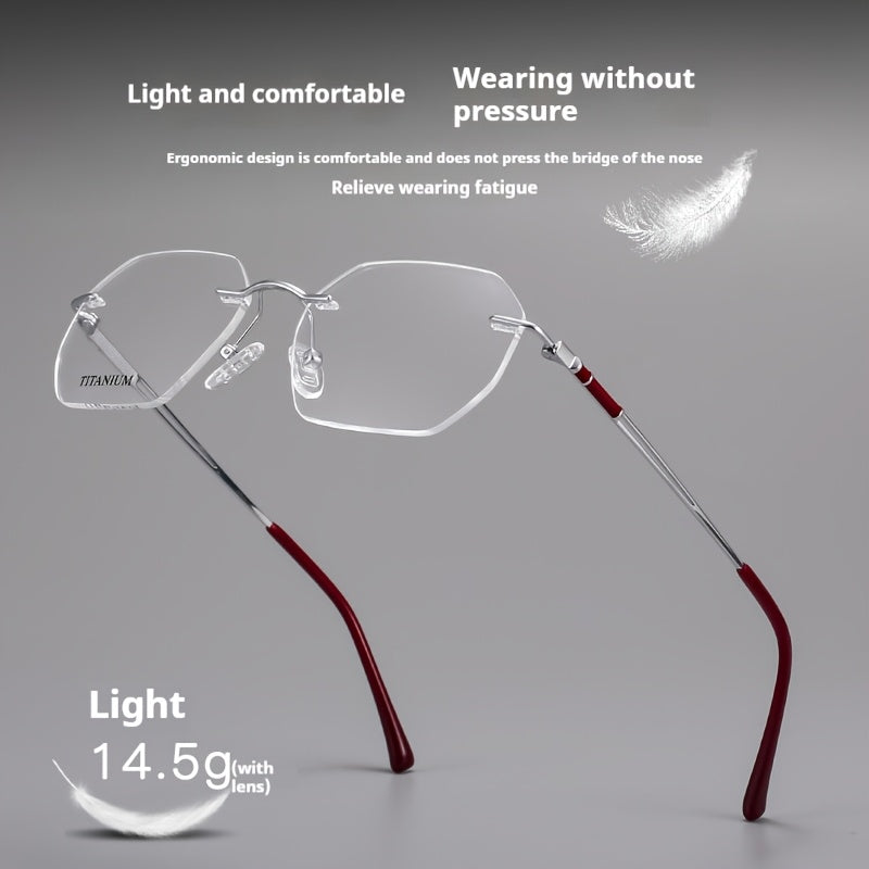 Model YJ0059 Features Frameless Glasses Made of Pure Titanium, Suitable for Both Men And Women. These Elegant, High-End Eyewear Pieces Are Designed for a Business Style And Cater to Those with Larger Faces. This Is The New Edition for 2026