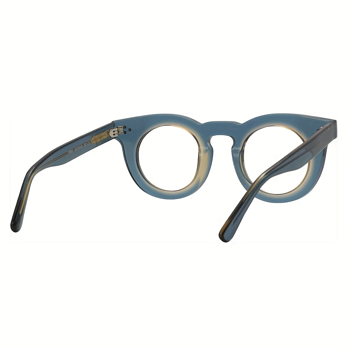 Vintage Y2K Tortoiseshell Glasses - Blue-Tawny Gradient Round Frame Non-Prescription Eyewear, Lightweight Over-the-Counter Reading & Everyday Glasses Suitable for Men and Women