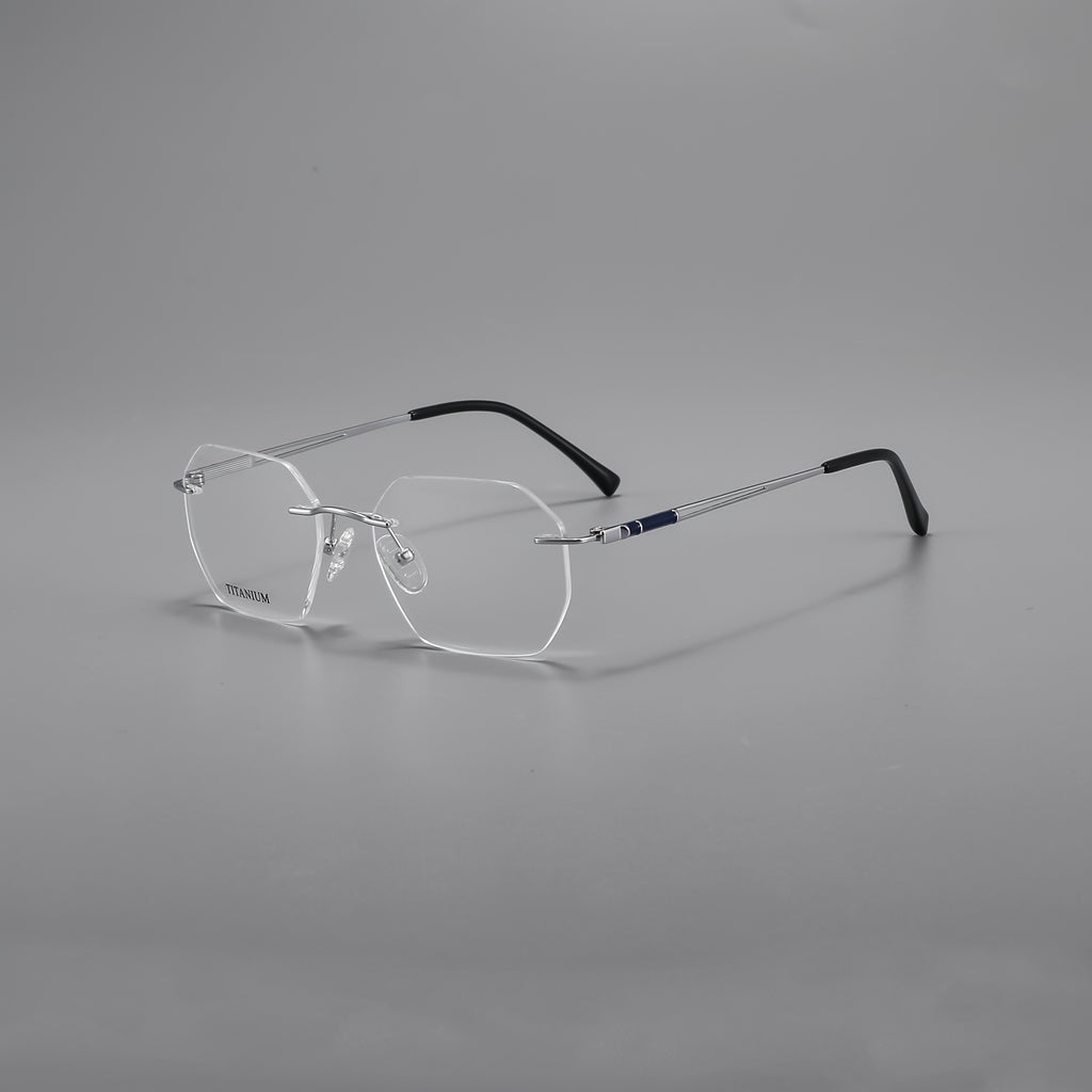 Model YJ0059 Features Frameless Glasses Made of Pure Titanium, Suitable for Both Men And Women. These Elegant, High-End Eyewear Pieces Are Designed for a Business Style And Cater to Those with Larger Faces. This Is The New Edition for 2026