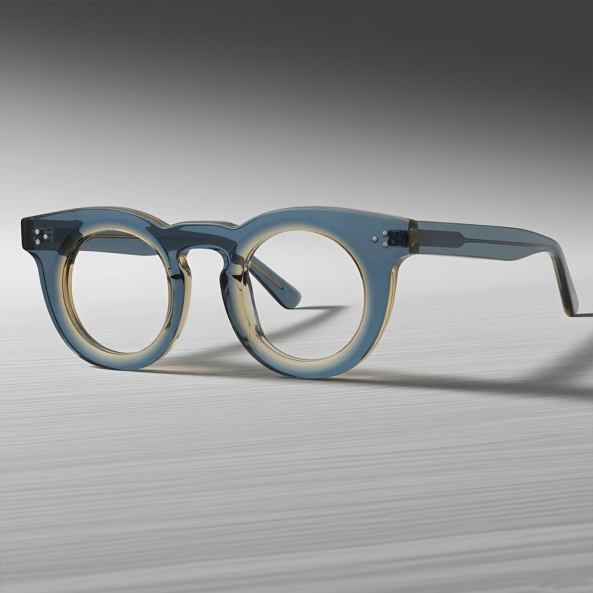 Vintage Y2K Tortoiseshell Glasses - Blue-Tawny Gradient Round Frame Non-Prescription Eyewear, Lightweight Over-the-Counter Reading & Everyday Glasses Suitable for Men and Women