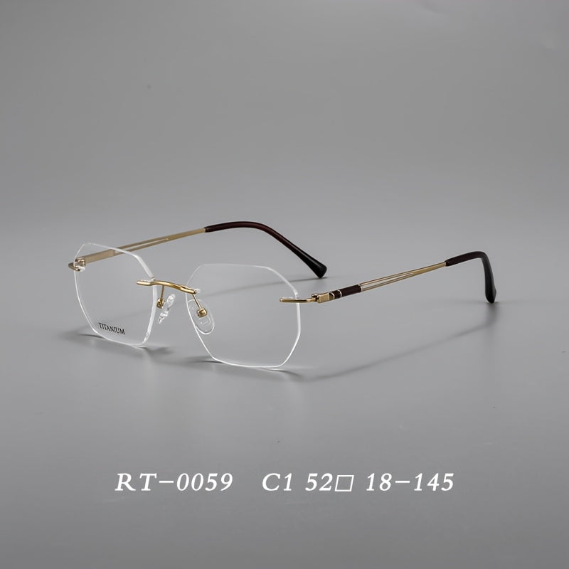 Model YJ0059 Features Frameless Glasses Made of Pure Titanium, Suitable for Both Men And Women. These Elegant, High-End Eyewear Pieces Are Designed for a Business Style And Cater to Those with Larger Faces. This Is The New Edition for 2026